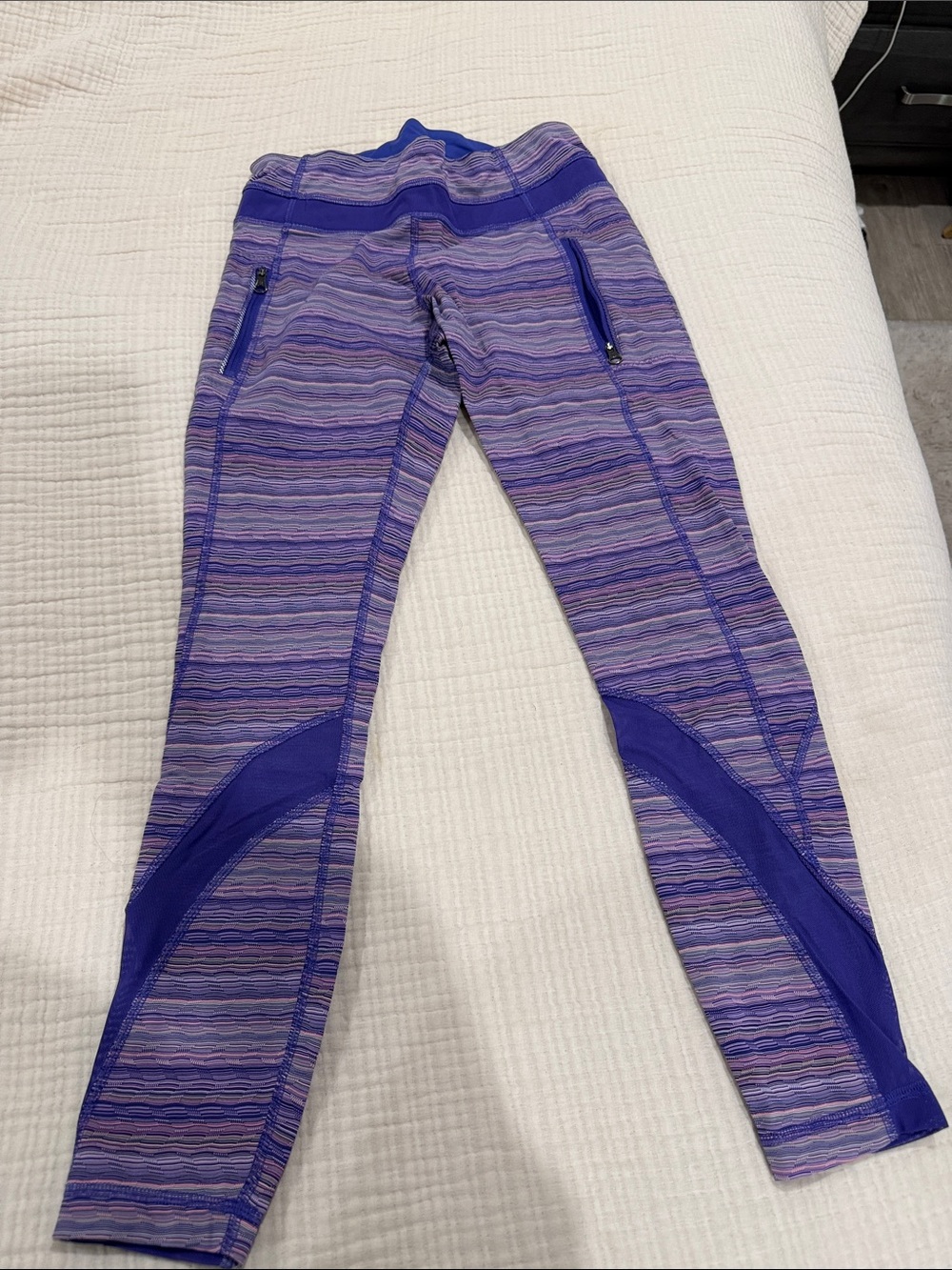 lululemon athletica Girls' Purple Striped Performance Leggings